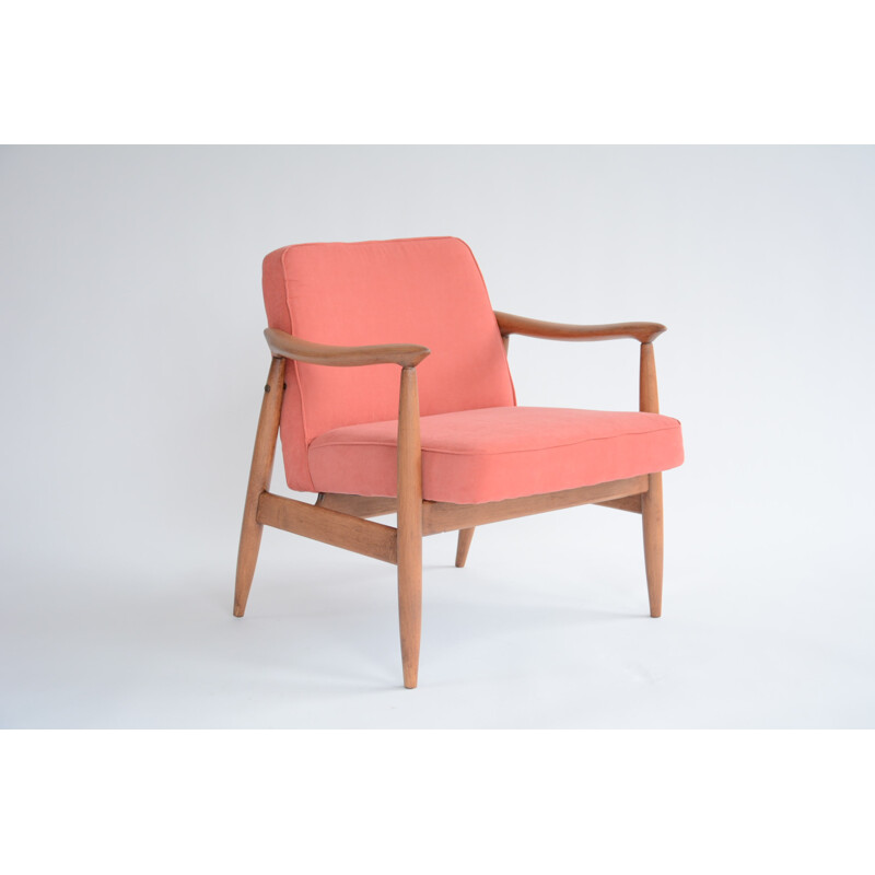 Vintage coral rose armchair "GMF 87" by Kedziorek - 1960s