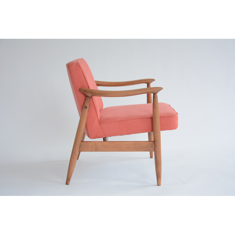 Vintage coral rose armchair "GMF 87" by Kedziorek - 1960s