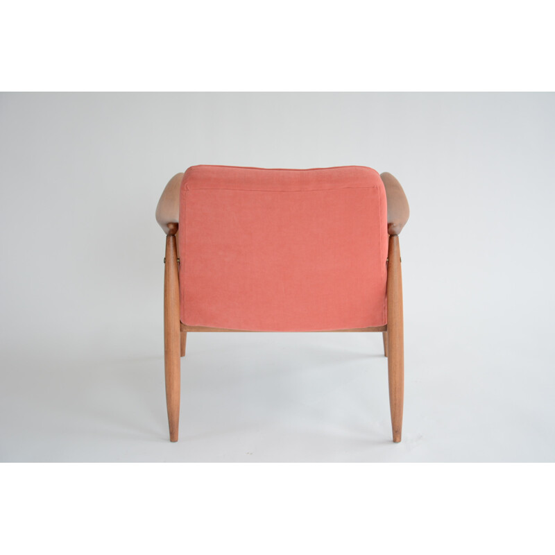 Vintage coral rose armchair "GMF 87" by Kedziorek - 1960s