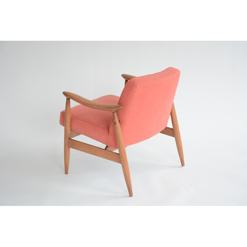 Vintage coral rose armchair "GMF 87" by Kedziorek - 1960s