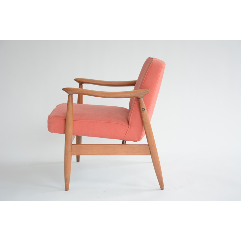 Vintage coral rose armchair "GMF 87" by Kedziorek - 1960s