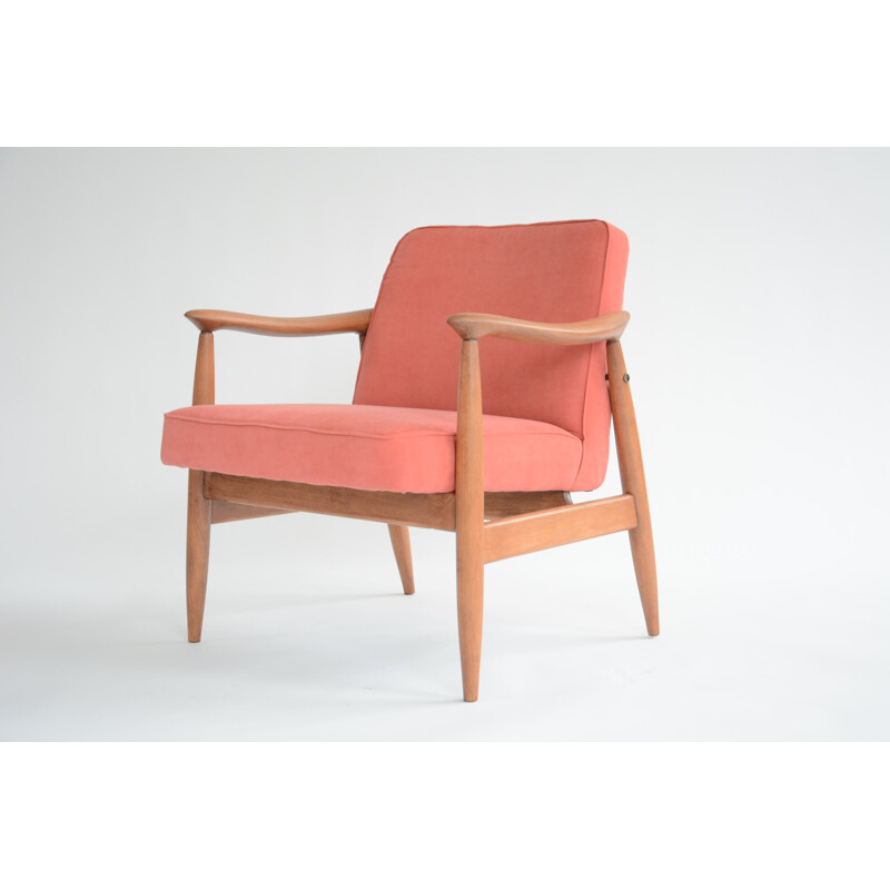 Vintage coral rose armchair "GMF 87" by Kedziorek - 1960s