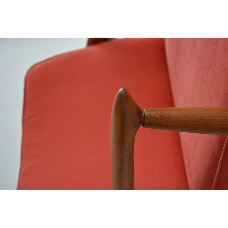 Vintage coral rose armchair "GMF 87" by Kedziorek - 1960s