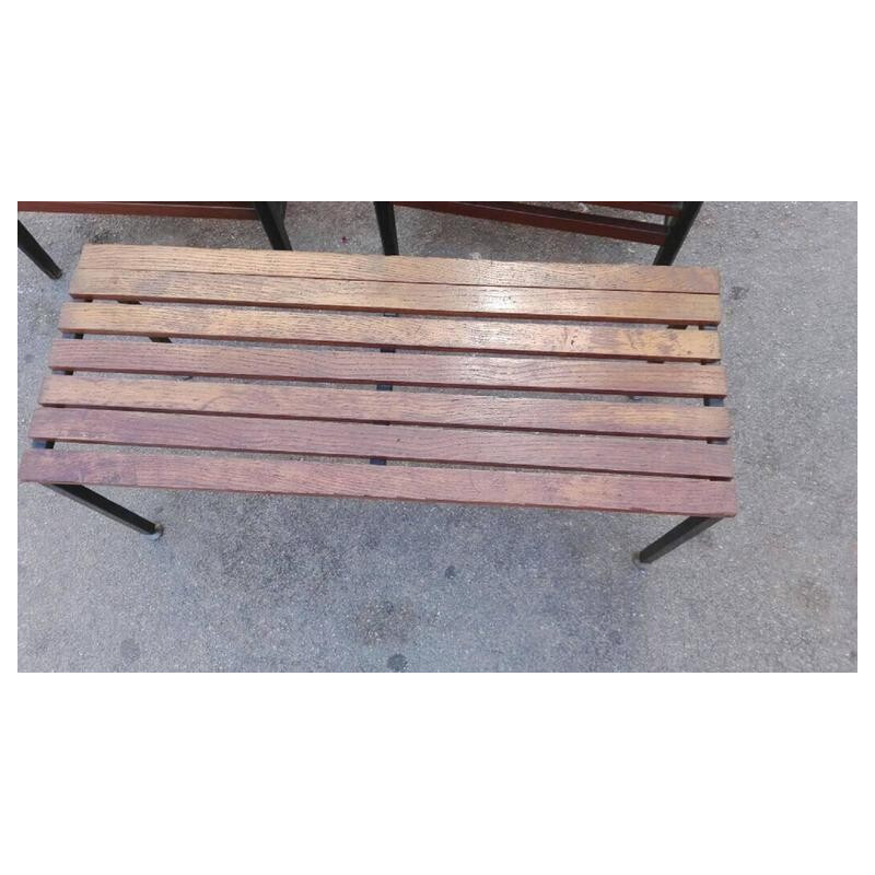 Suite de 2 fauteuils & 1 table basse vintage en bois - 1960