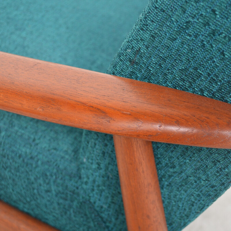 Set of 2 Danish green armchairs in teak - 1960