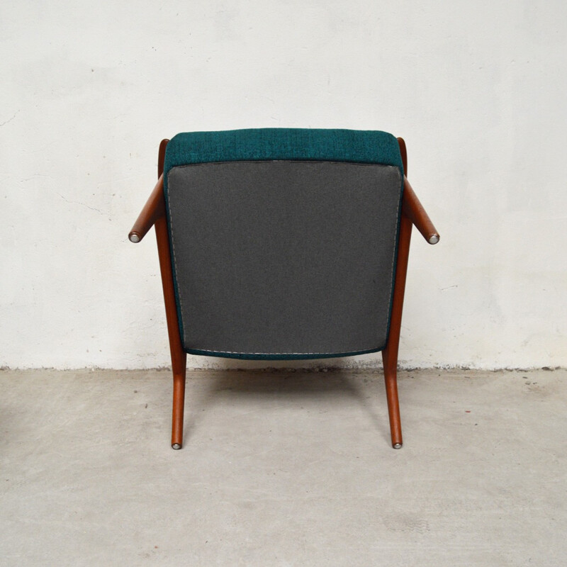 Set of 2 Danish green armchairs in teak - 1960