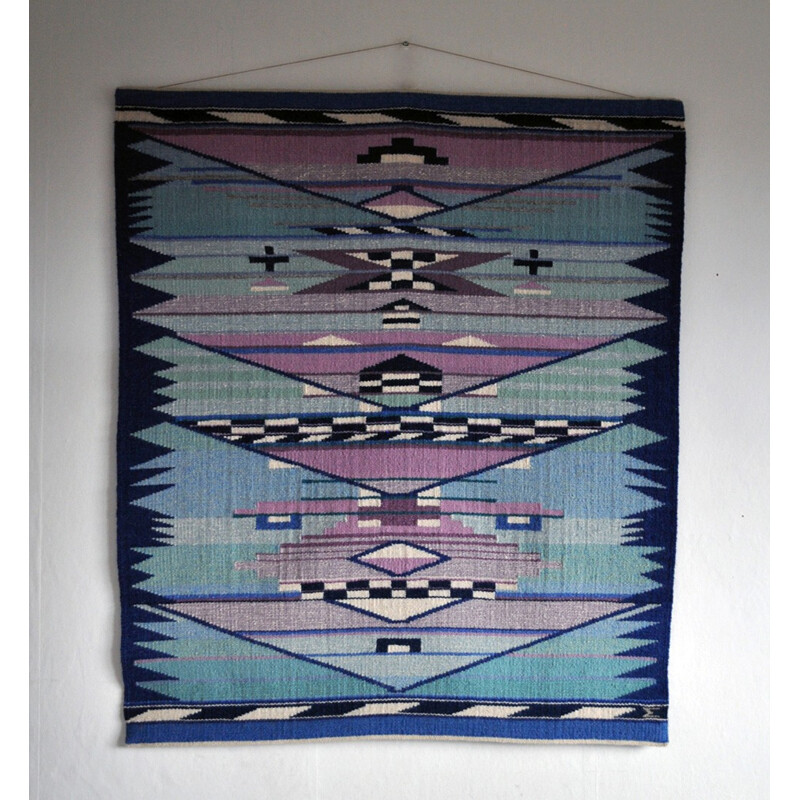 Vintage handwoven danish tapestry by Mette Birckner - 1980s