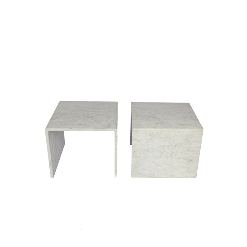 Set of two vintage marble side tables - 1980s