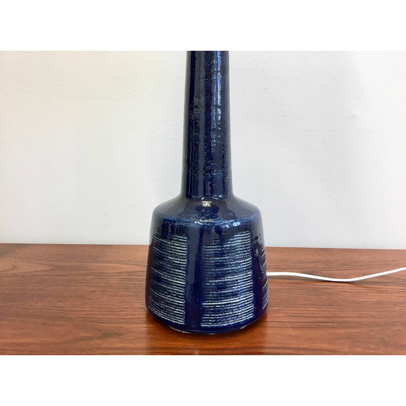 Large Dark Blue Danish Ceramic Table Lamp by Esben Klint for Palshus - 1960s