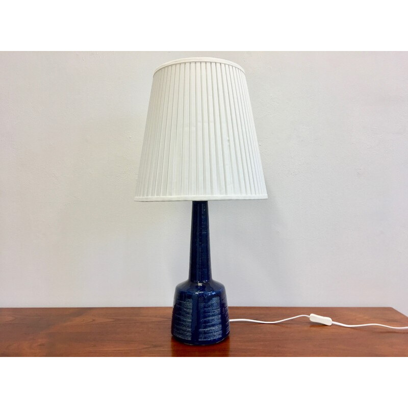 Large Dark Blue Danish Ceramic Table Lamp by Esben Klint for Palshus - 1960s