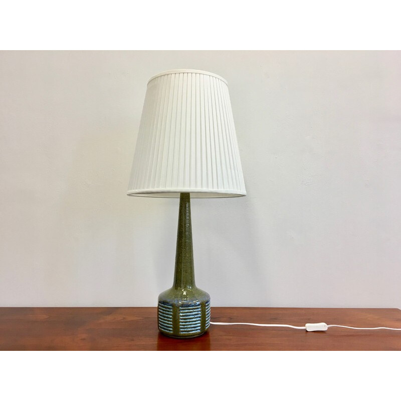 Large Green Danish Ceramic vintage Table Lamp by Palshus - 1960s