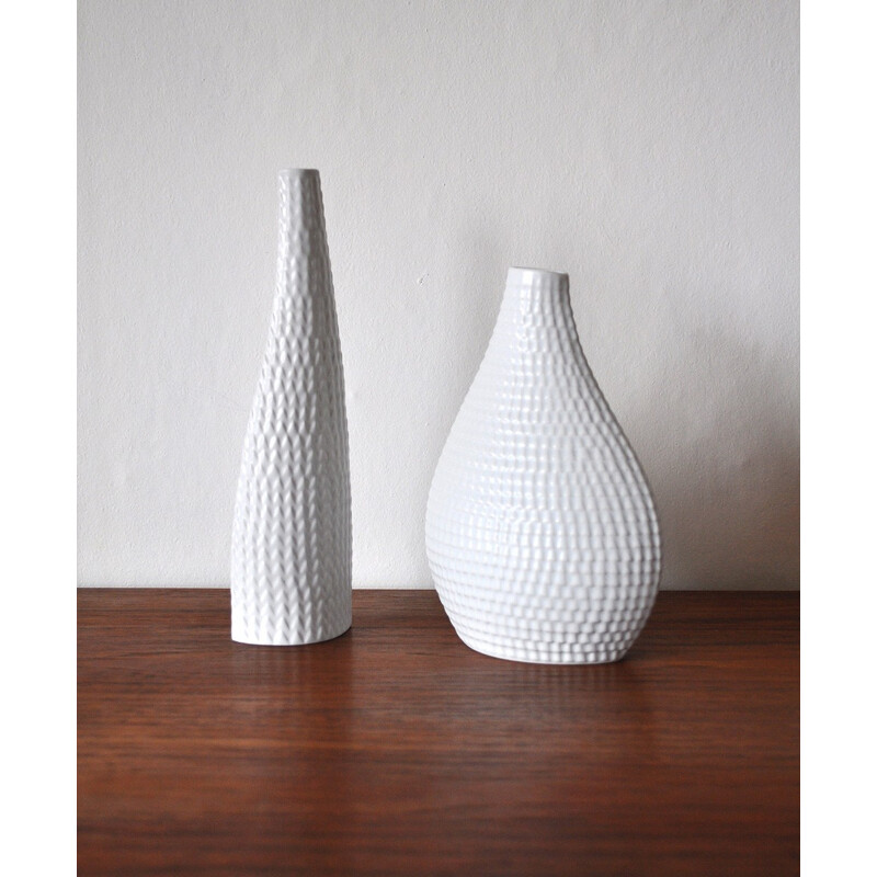 Suite de 2 Vases vintage en céramique modèle Reptil par Stig Lindberg - 1960