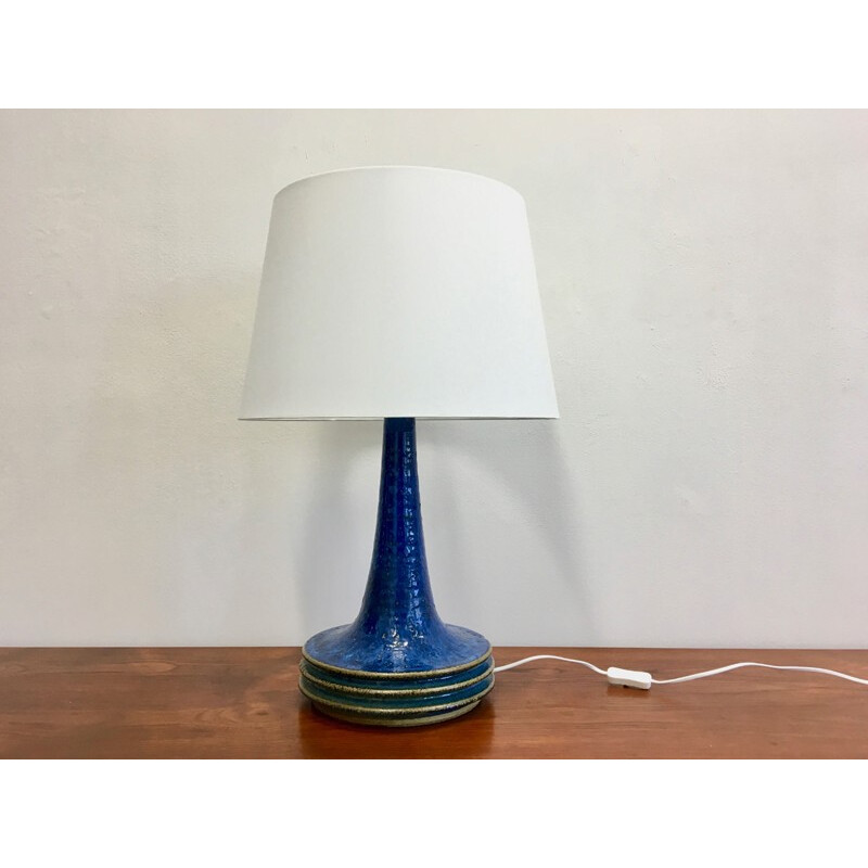 Danish Blue vintage Ceramic Table Lamp by Axella for Tromborg - 1970s