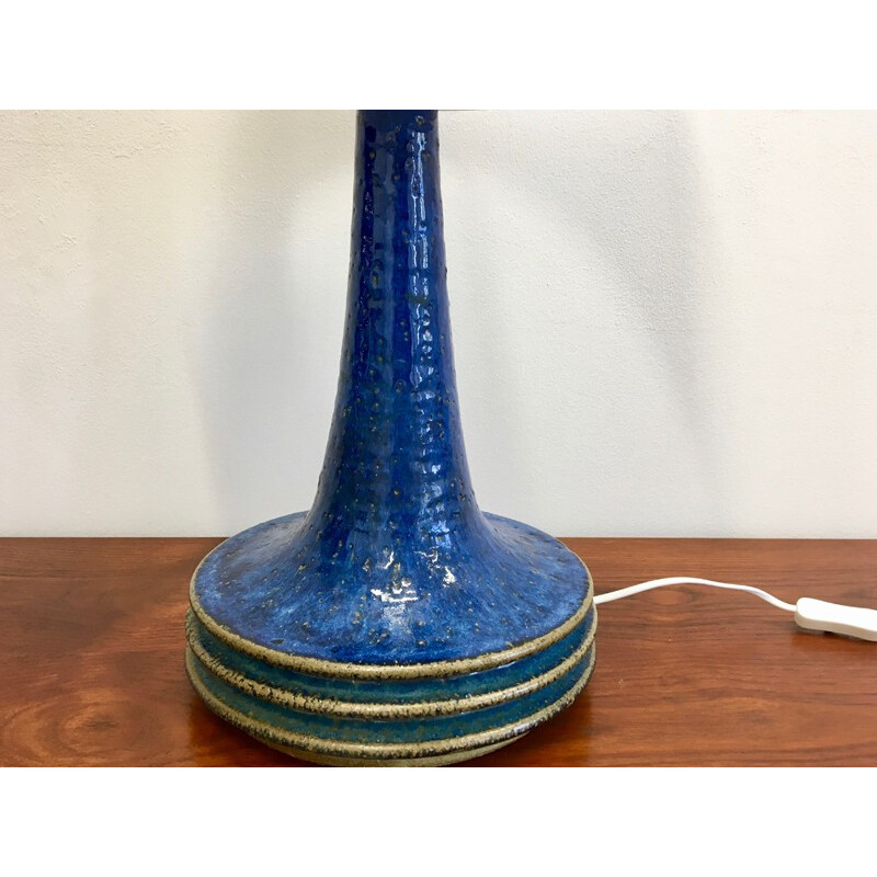 Danish Blue vintage Ceramic Table Lamp by Axella for Tromborg - 1970s