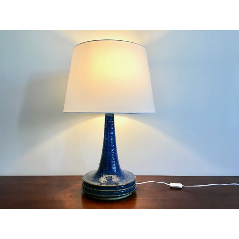 Danish Blue vintage Ceramic Table Lamp by Axella for Tromborg - 1970s