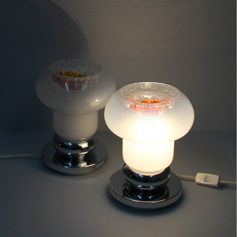 Suite 2 de lampes de table vintage en verre de Murano - 1970