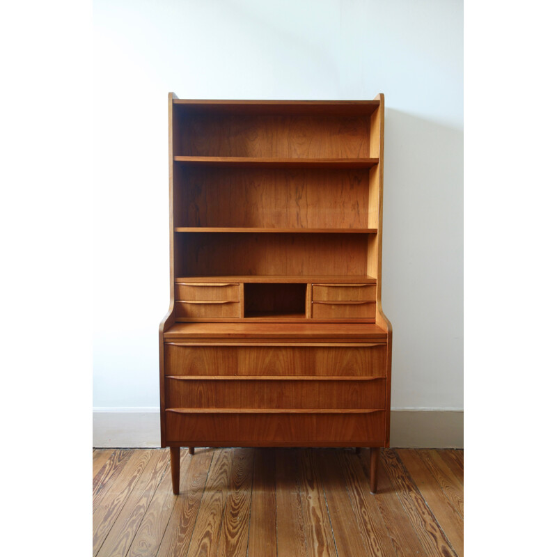 Scandinavian vintage secretary with 2 shelves - 1960s
