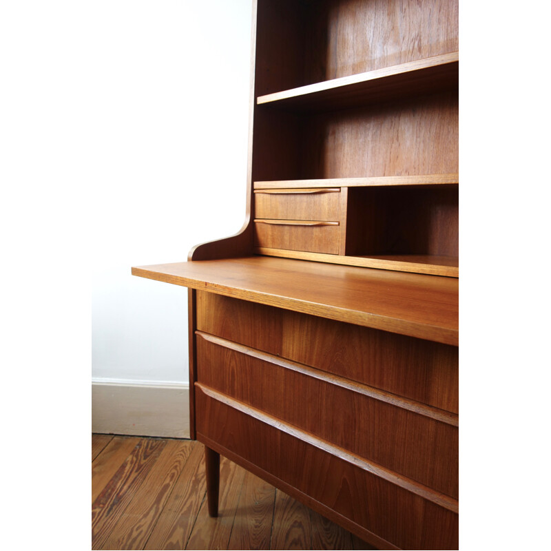 Scandinavian vintage secretary with 2 shelves - 1960s