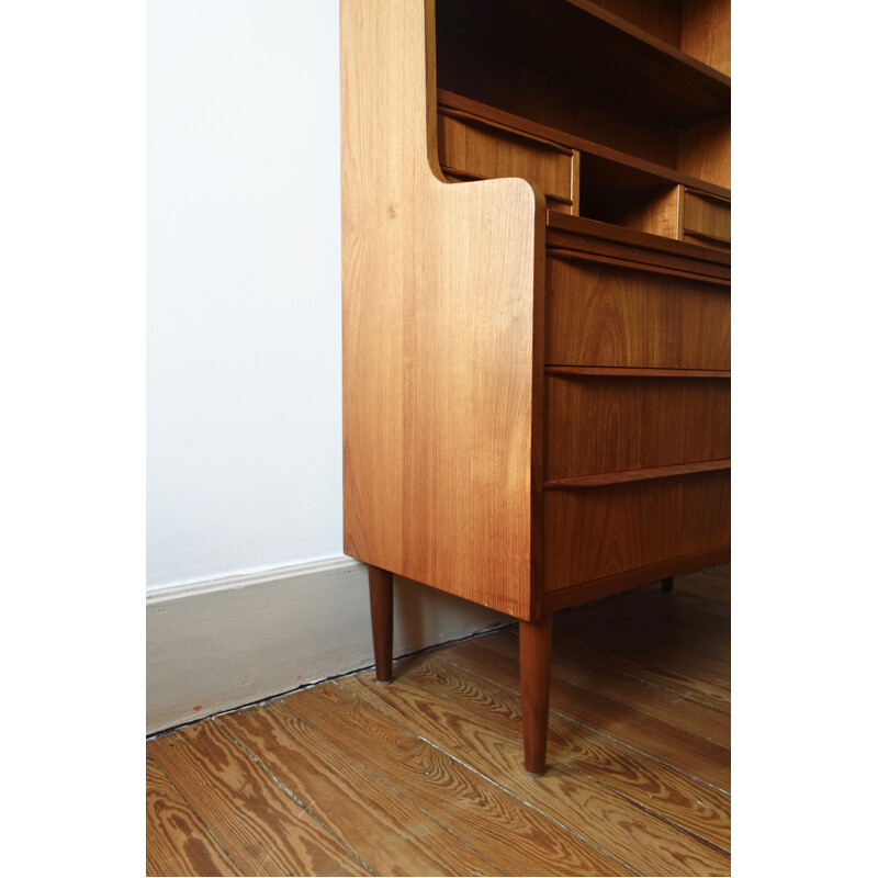 Scandinavian vintage secretary with 2 shelves - 1960s