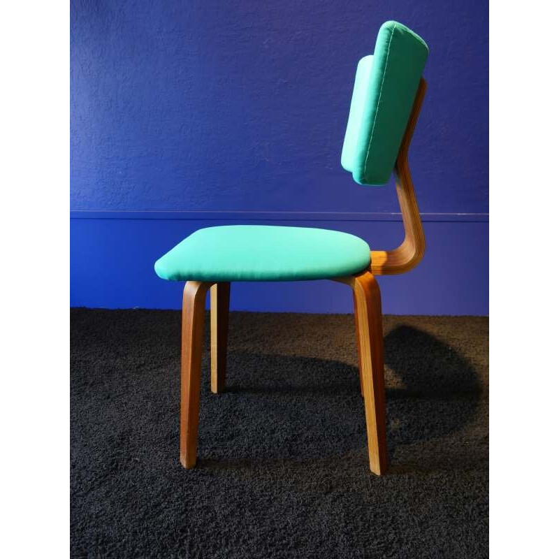 Set of 4 chairs in counterfeit and blue fabrics by Cors Alons - 1950s