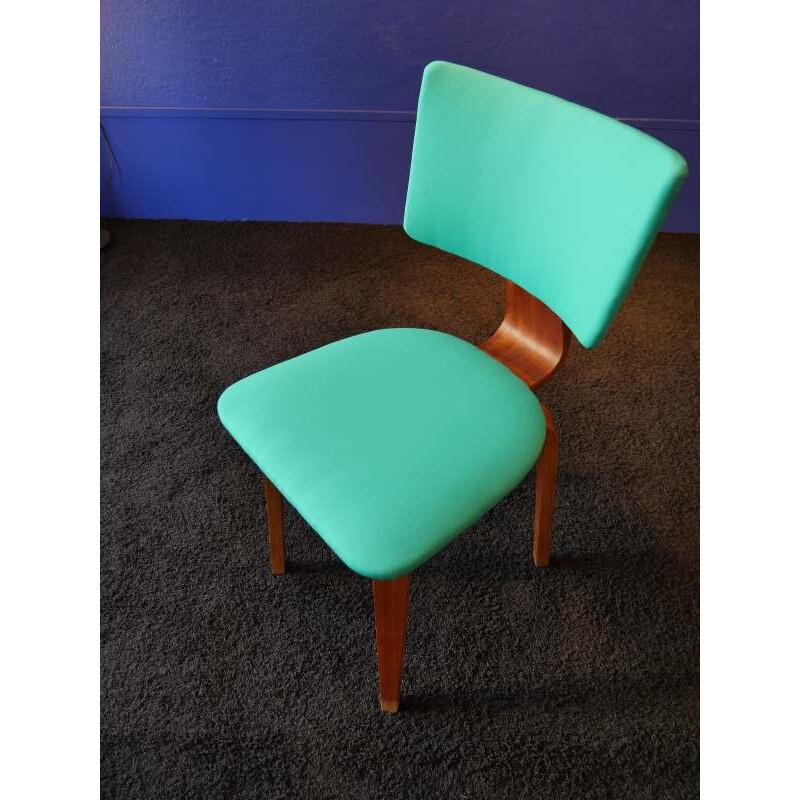 Set of 4 chairs in counterfeit and blue fabrics by Cors Alons - 1950s