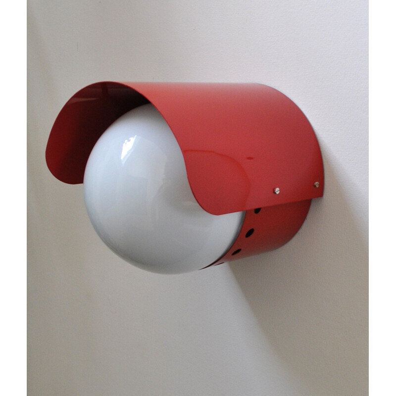 Vintage pair of red wall lamps by Peter Hvidt & Orla Mølgaard-Nielsen for Fog & Morup - 1970s