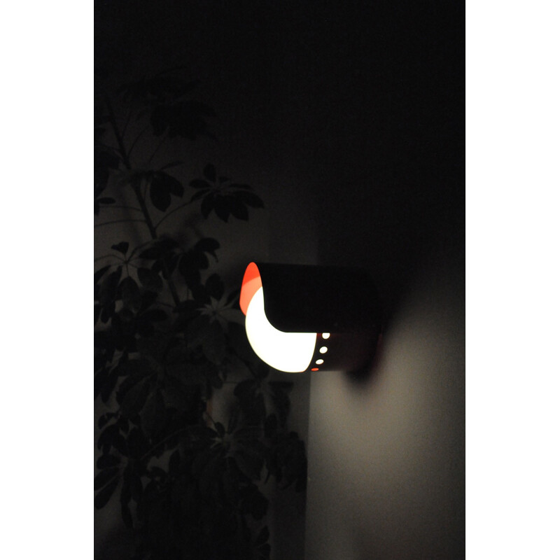 Vintage pair of red wall lamps by Peter Hvidt & Orla Mølgaard-Nielsen for Fog & Morup - 1970s