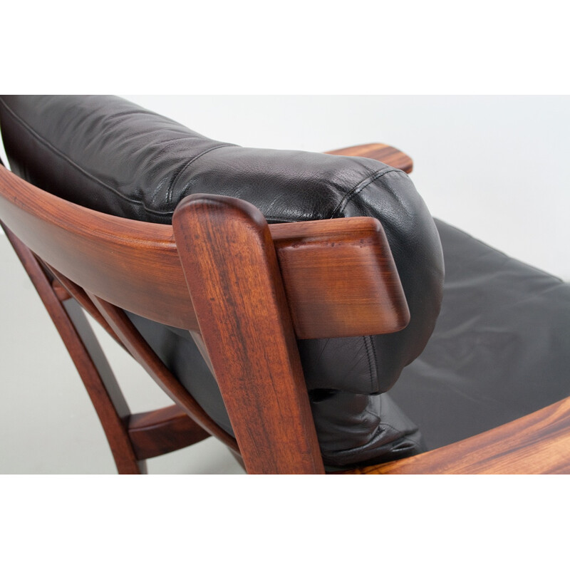 Vintage black leather armchair - 1960s
