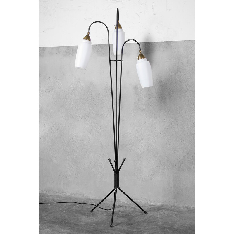 Vintage French Triple-Stem Floor Lamp - 1950s