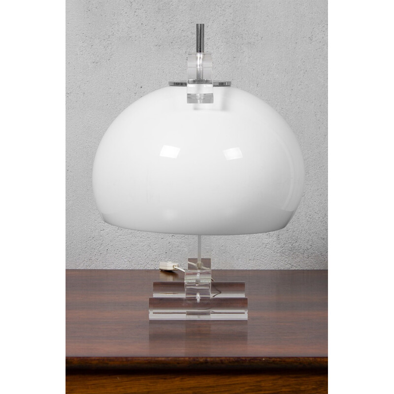 Vintage White Table Lamp by Harvey Guzzini - 1970s 