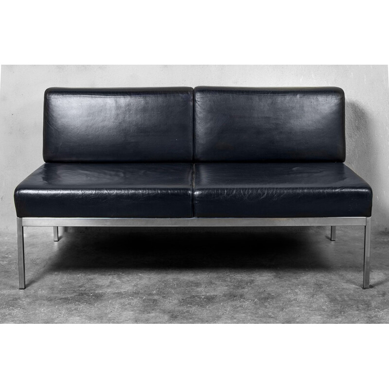 Vintage Chrome & Leather Sofa by Kho Liang Le for Artifort - 1950s