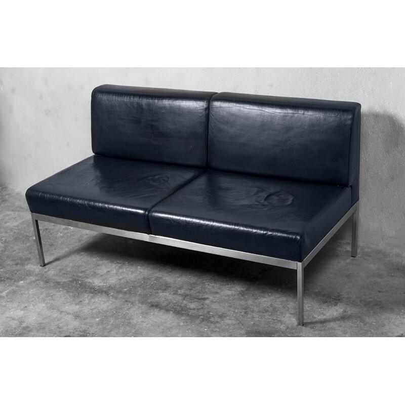 Vintage Chrome & Leather Sofa by Kho Liang Le for Artifort - 1950s