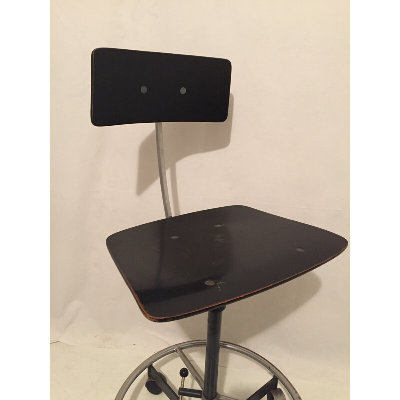 Rare black architect stool by Jorgen RASMUSSEN - 1970s