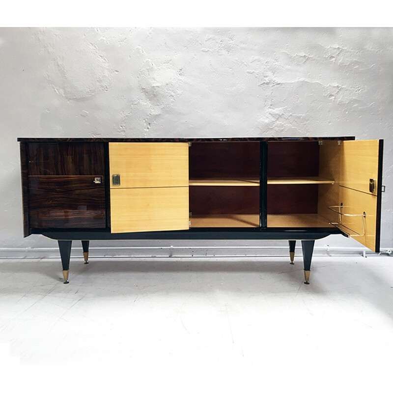 Vintage ebony lacquered sideboard by Macassar - 1950s
