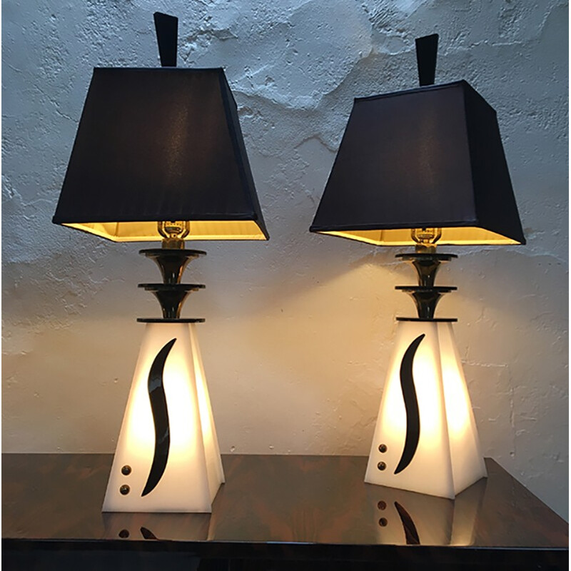 Vintage set of 2 lamps by Moss Lighting Co - 1950s