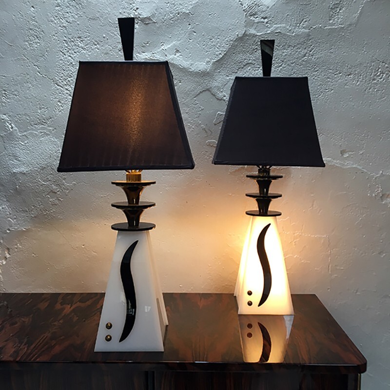 Vintage set of 2 lamps by Moss Lighting Co - 1950s