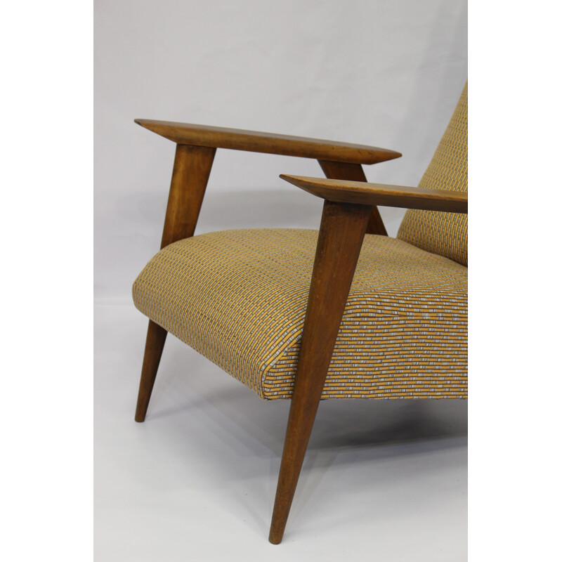 Fauteuil jaune scandinave vintage - 1950