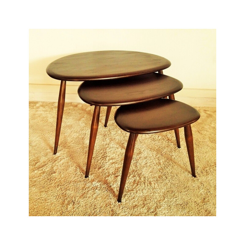Vintage "Compas" nesting tables for Ercol - 1950s