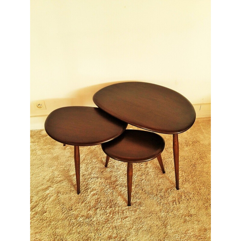 Vintage "Compas" nesting tables for Ercol - 1950s