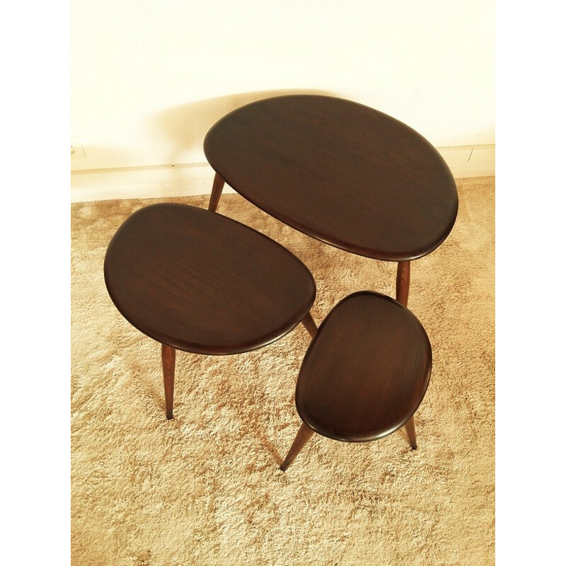 Vintage "Compas" nesting tables for Ercol - 1950s