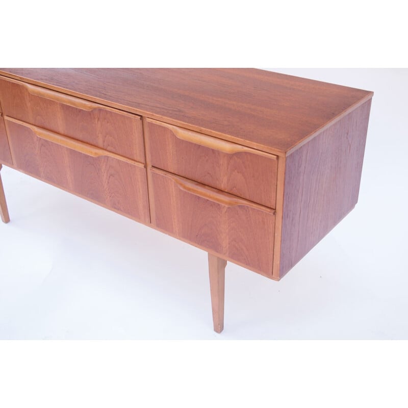 Vintage sideboard with 6 drawers in honey teak - 1950s