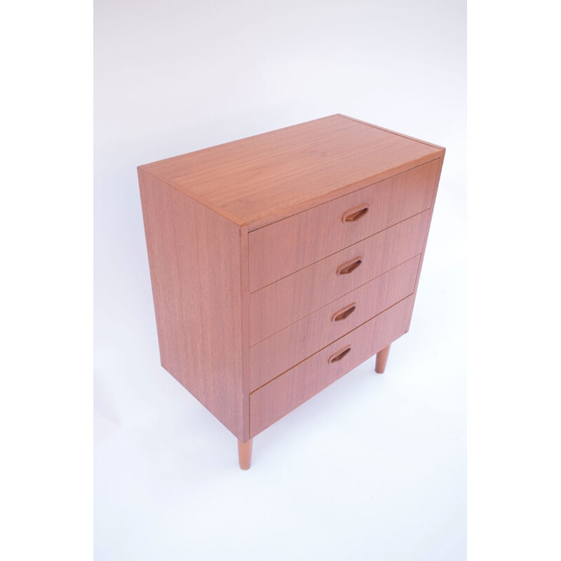Small vintage chest of drawers with 4 drawers in teak - 1960s