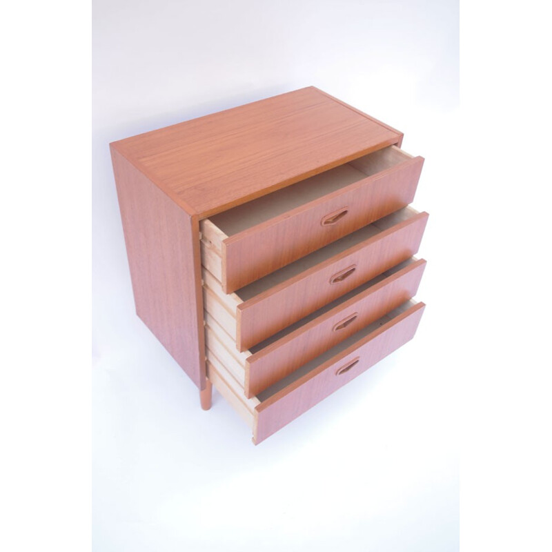 Small vintage chest of drawers with 4 drawers in teak - 1960s