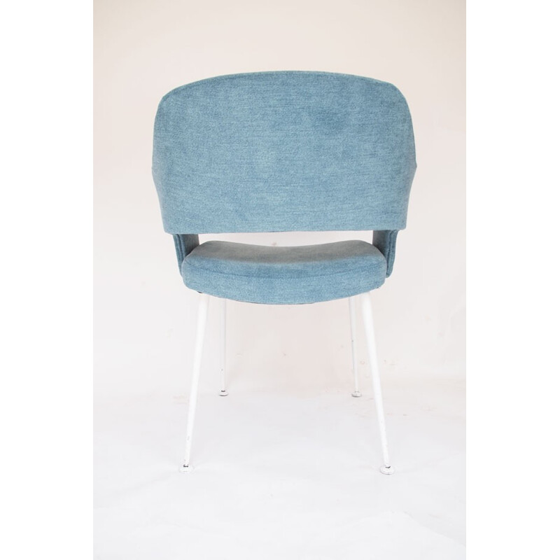 Sky blue Armchair with white metal legs - 1970s