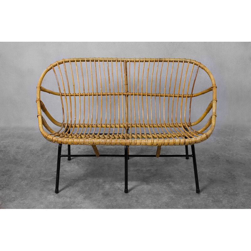 Wicker Sofa for Rohé Noordwolde - 1950s