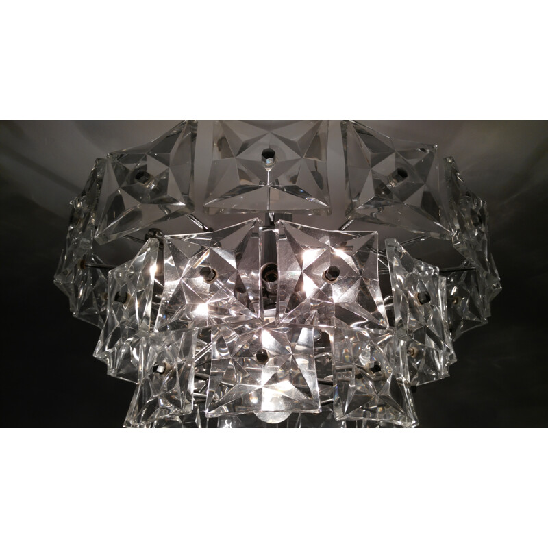 Vintage big chandelier in glass - 1970s