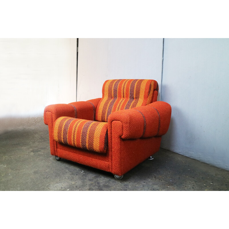 Set of 2 bright orange vintage danish armchairs - 1970s