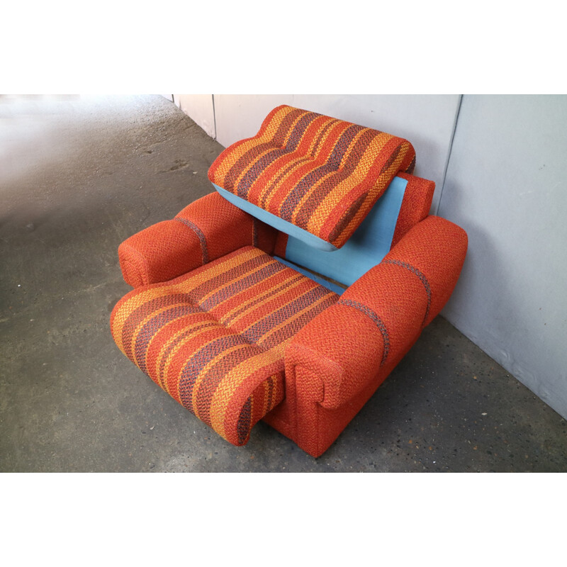 Set of 2 bright orange vintage danish armchairs - 1970s