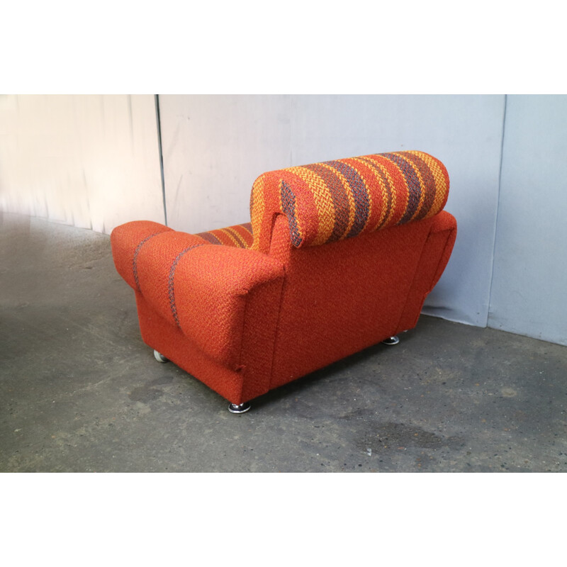 Set of 2 bright orange vintage danish armchairs - 1970s