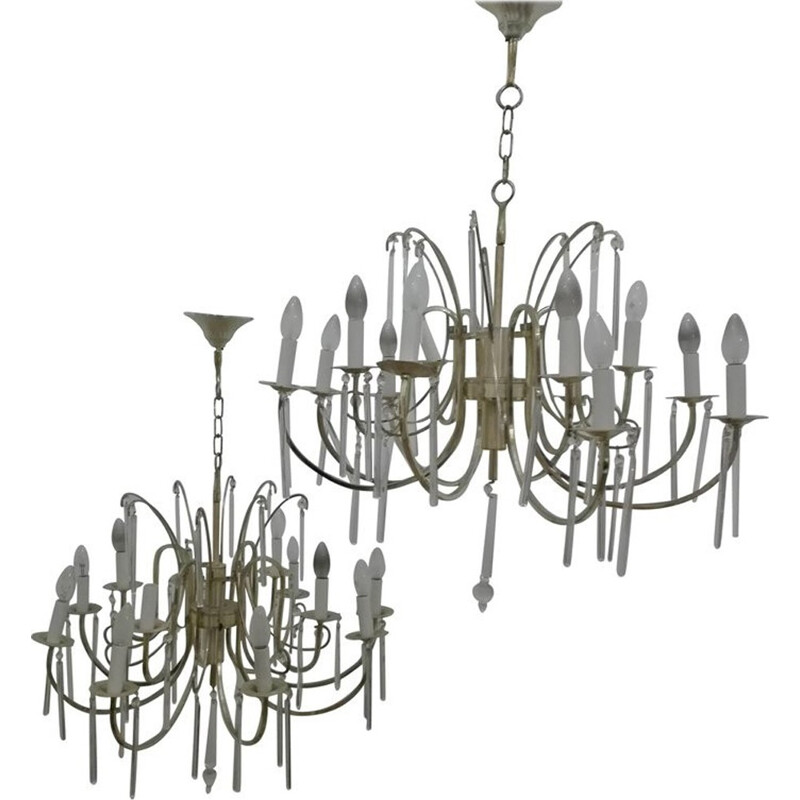 Vintage couple chandelier by Gaetano Sciolari - 1970s